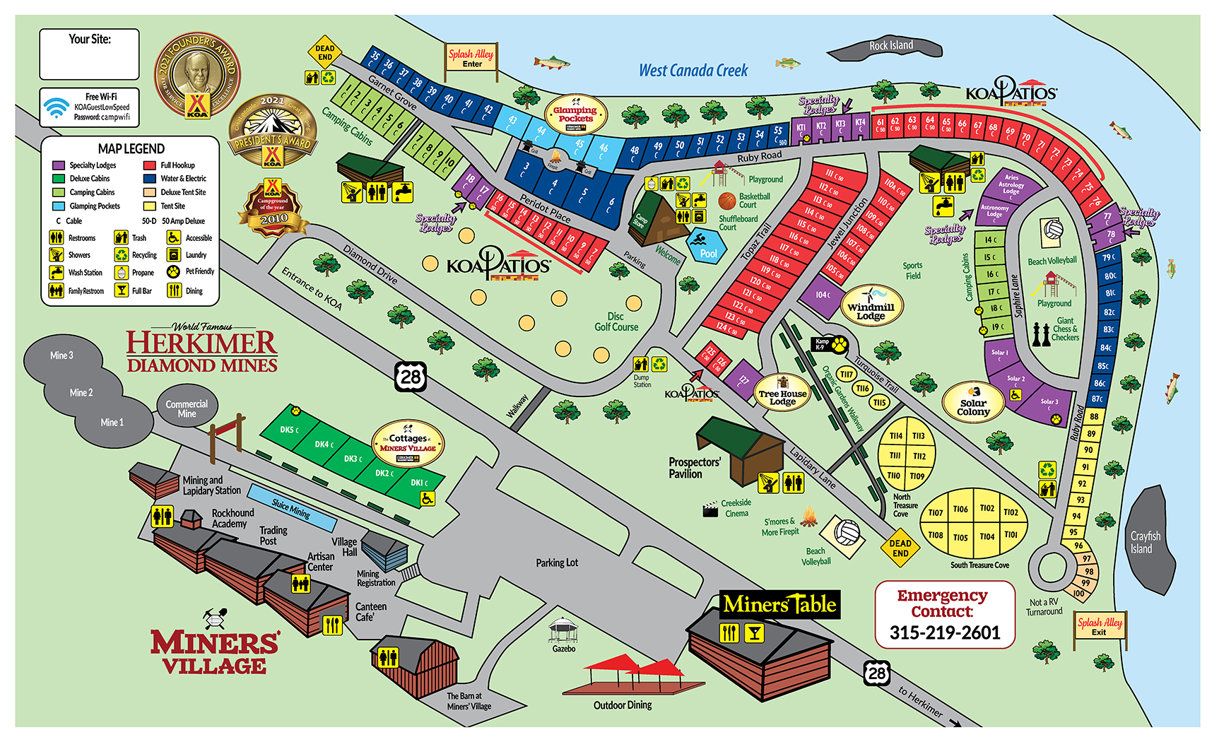 Herkimer, New York Campground Map Herkimer Diamond KOA Resort