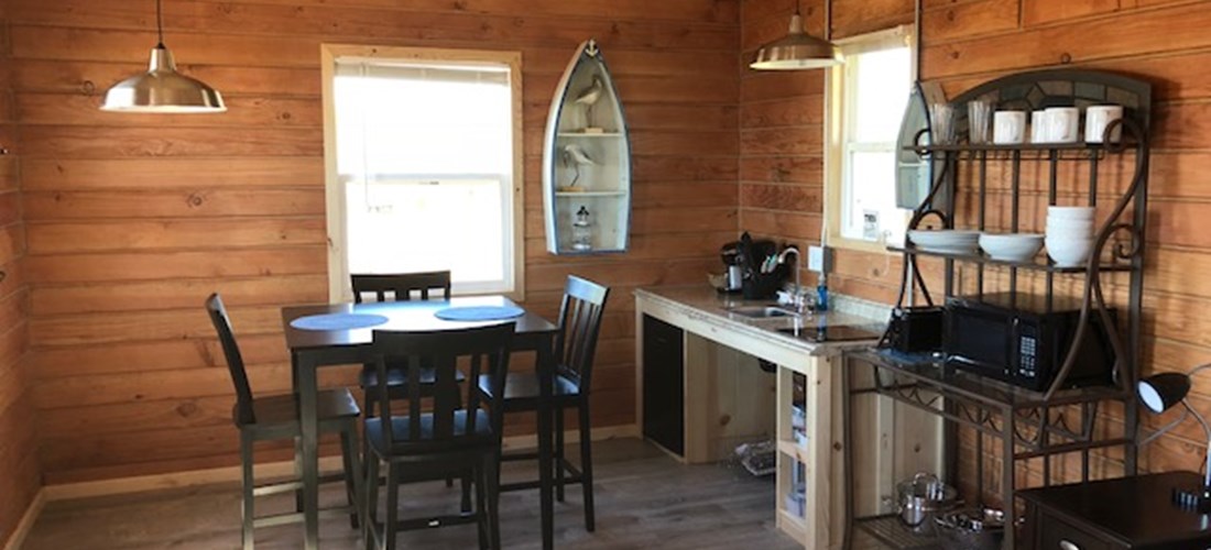 Dining area and kitchen in our Accessible Kabin!