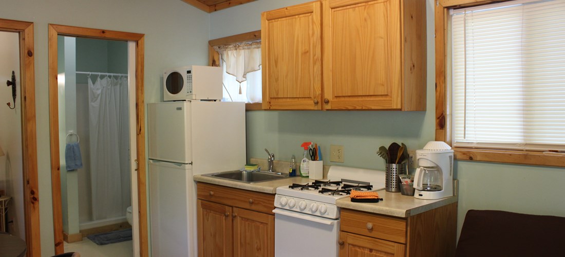 Coup Deluxe Cabin- sleeps 4, kitchen and living area.  Has a bath with shower