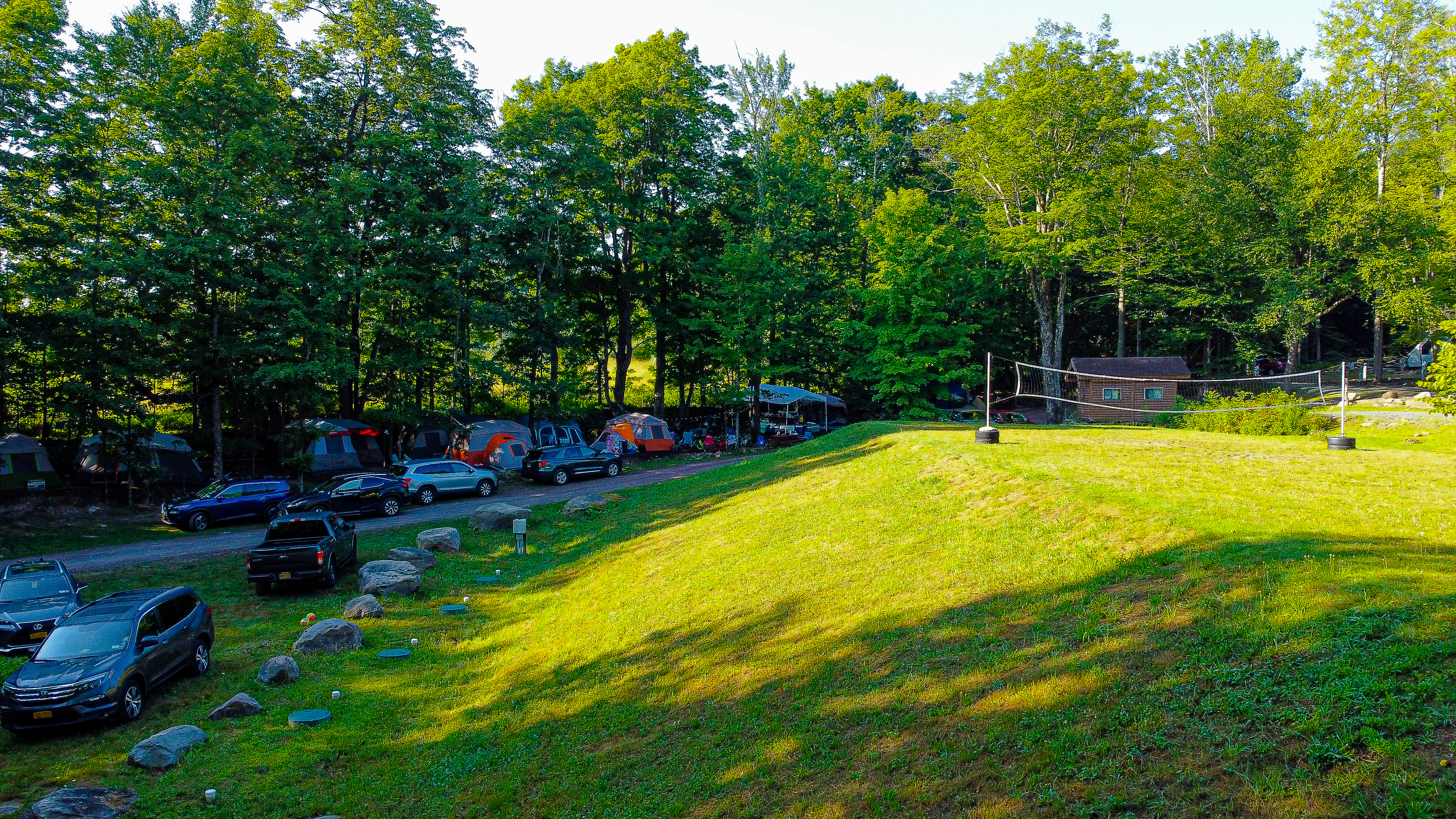 Individual Tent Site, Water & Electric, Mulch/Wood Chips Tent Pad