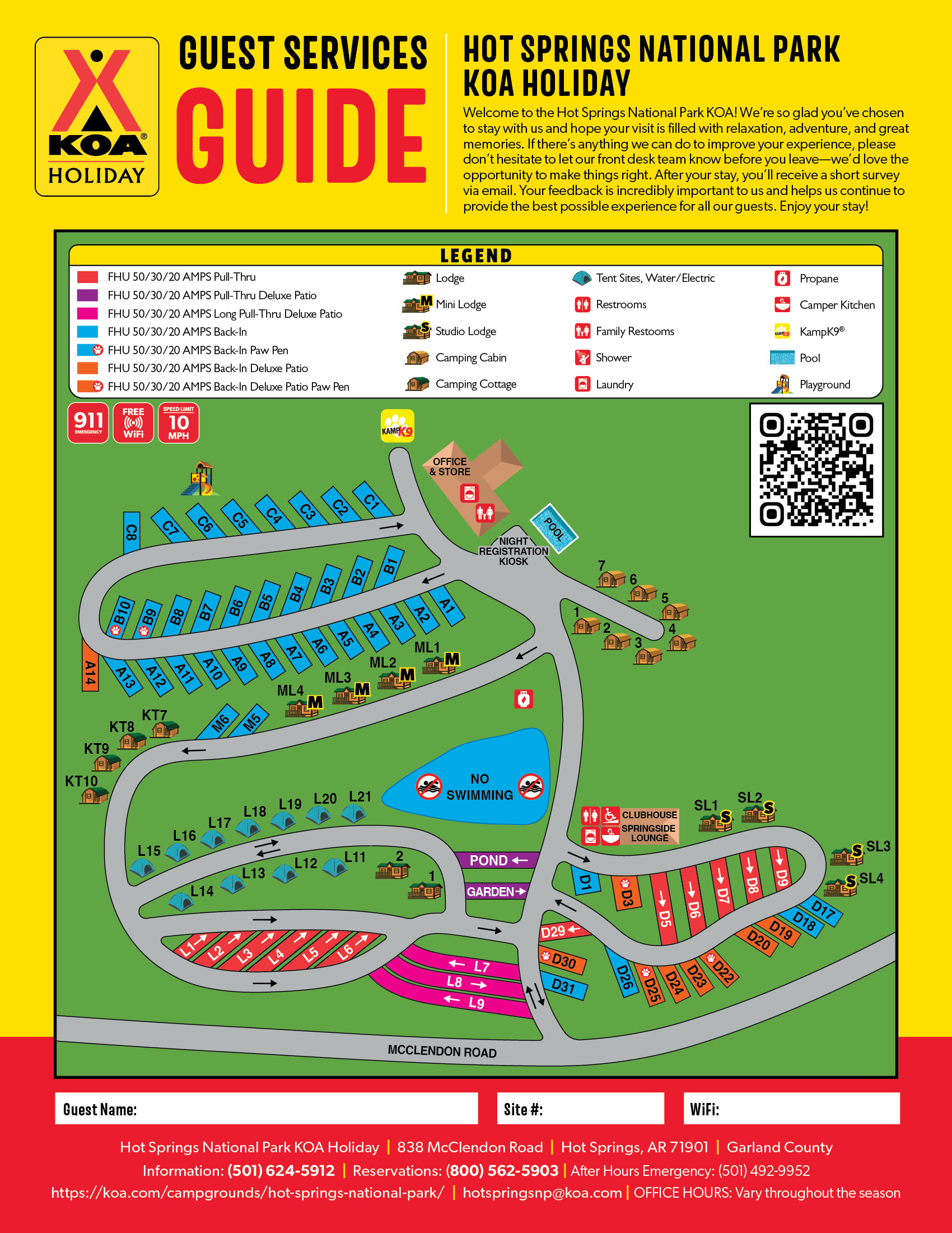 Hot Springs, Arkansas Campground Map | Hot Springs National Park KOA