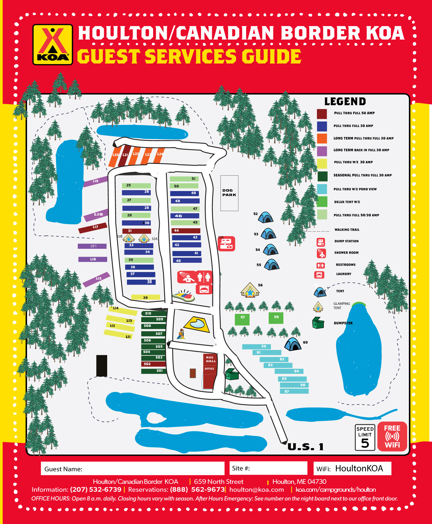 Campground & RV Park Map Houlton/Canadian Border KOA