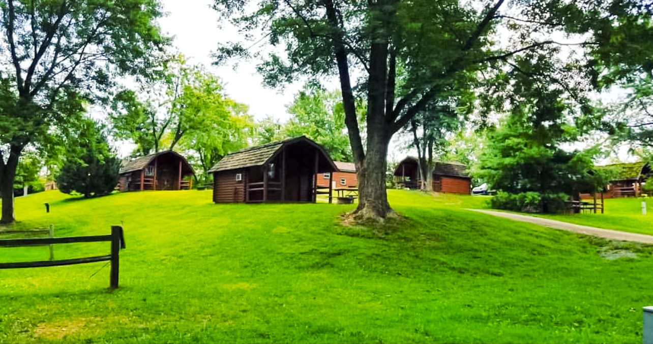 outside camping cabin grass