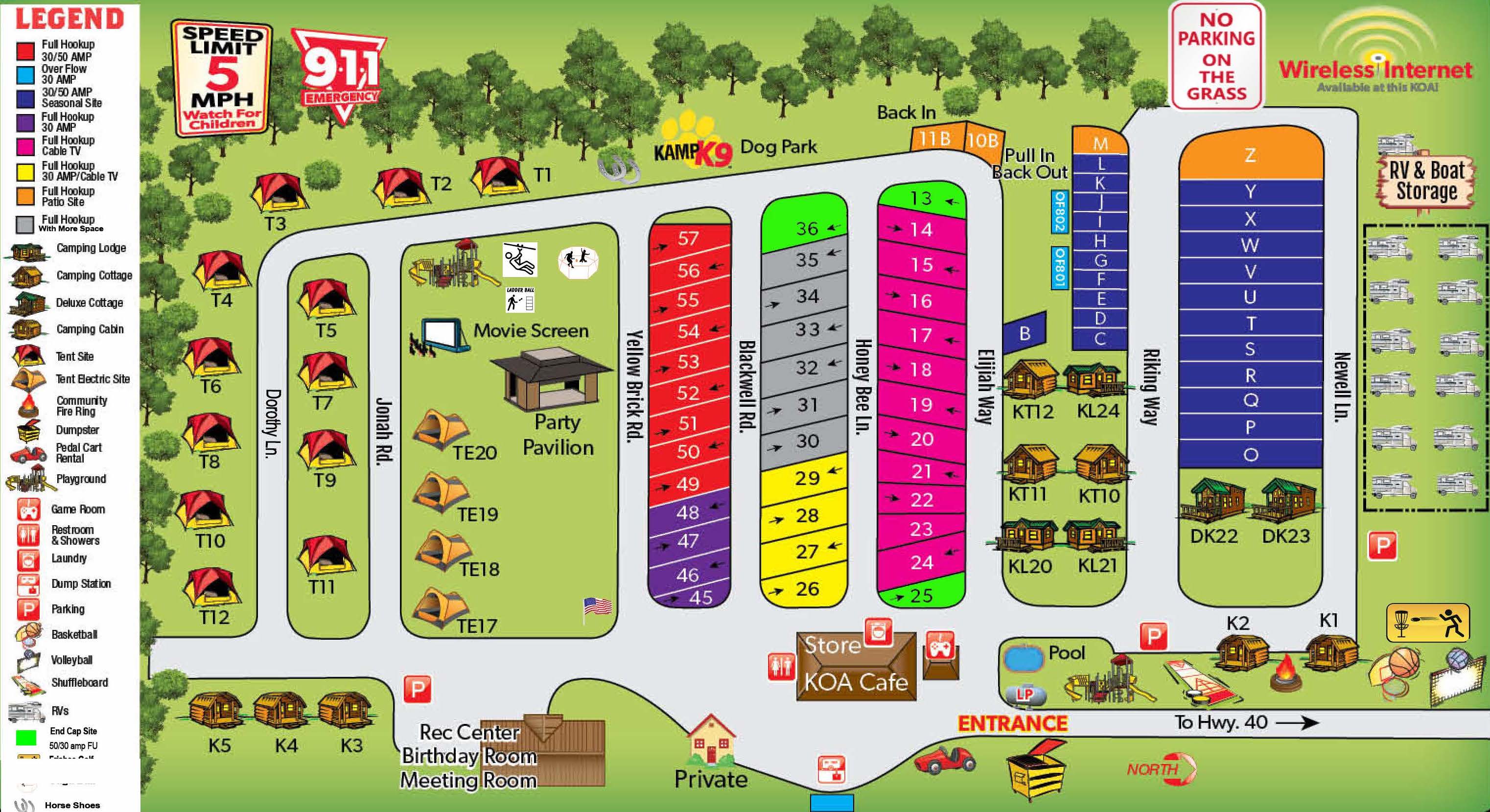 Lawrence, Kansas Campground Map Kansas City West / Lawrence KOA