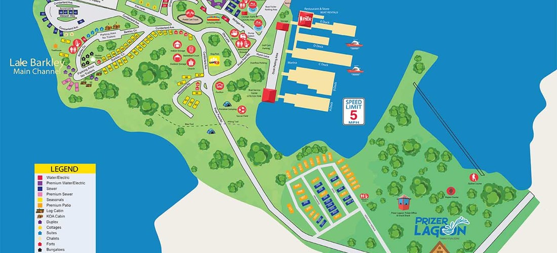 Rv Parks At Kentucky Lakes Prizer Point Koa Campground Prizer Point Campground Map
