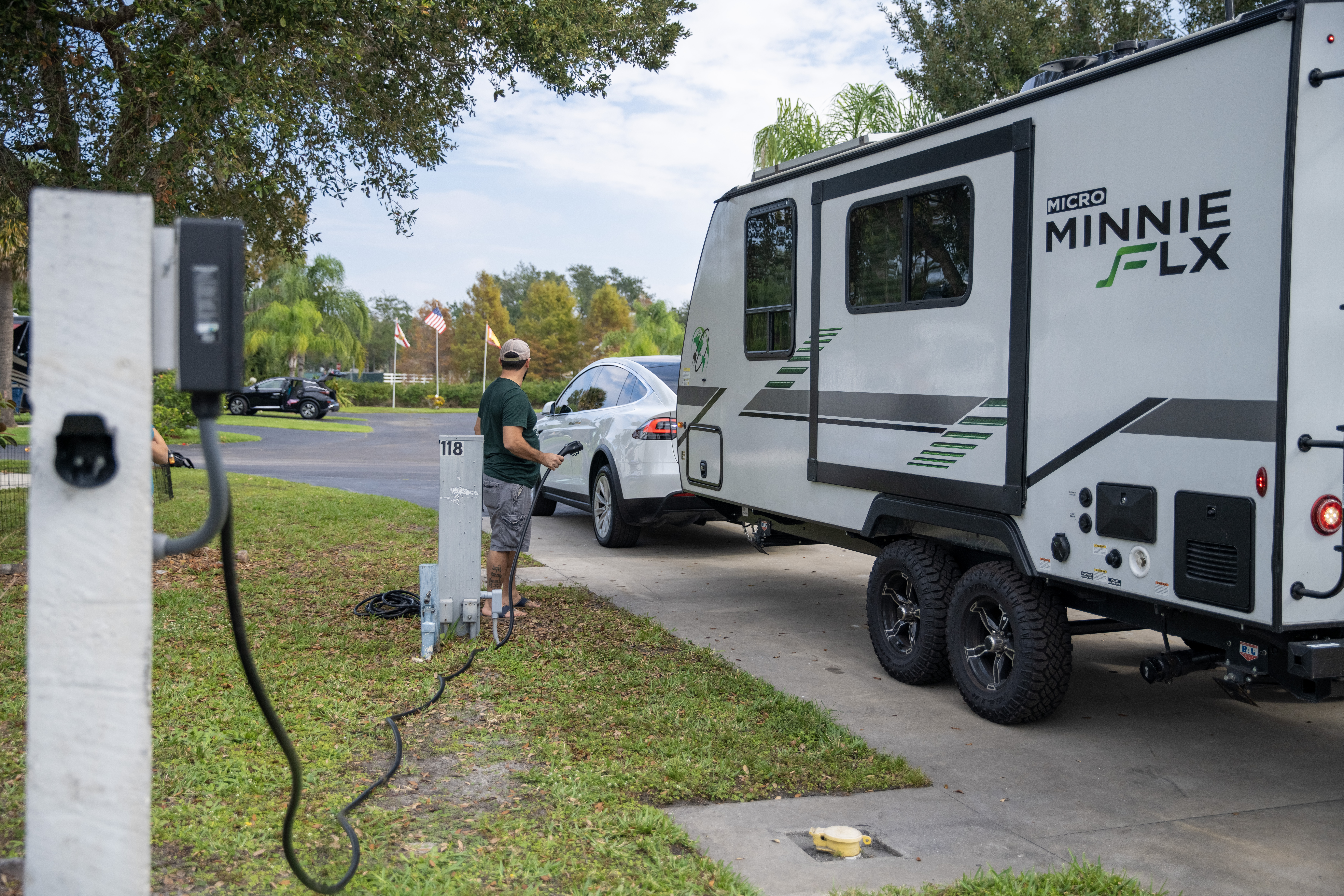 Pull Thru, 50 Amps, Full Hookups, KOA Patio ® Electric Vehicle (EV