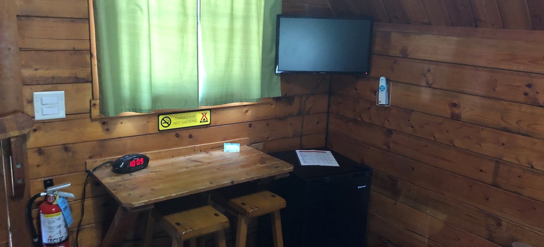 Camping Cabin with tv, mini fridge, a/c