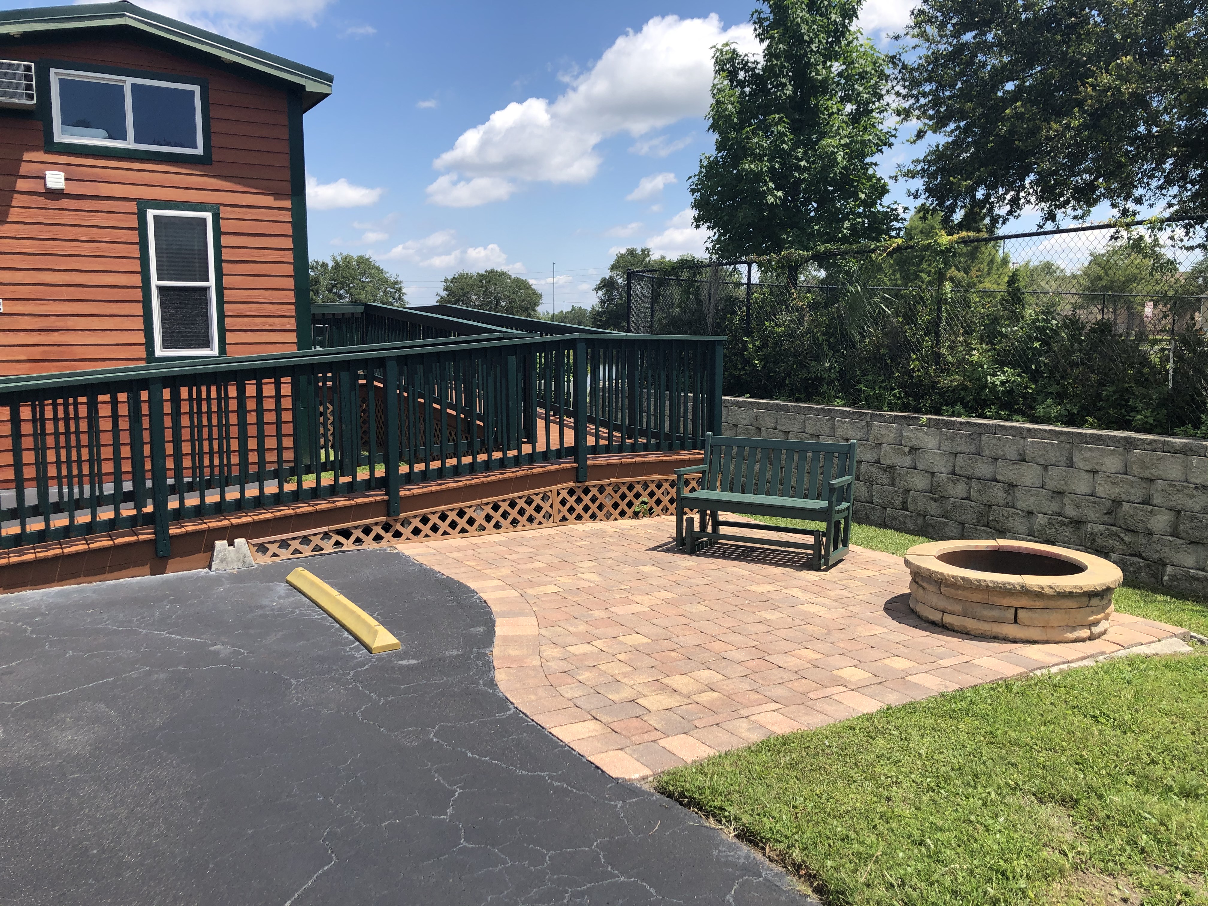 Handicap accessible fire pit patio