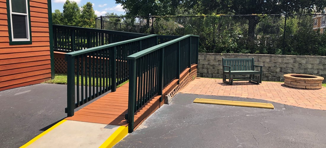 Handicap accessible ramp to Cabin