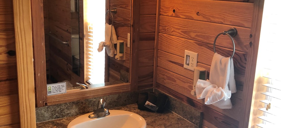Handicap accessible bathroom sink area