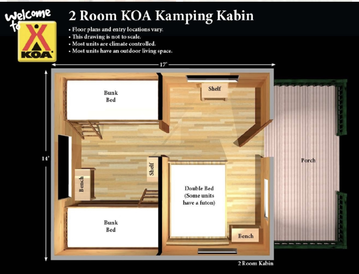 2 rooms camping cabin.