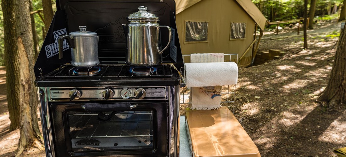 Camp stove at Glamping Tent
