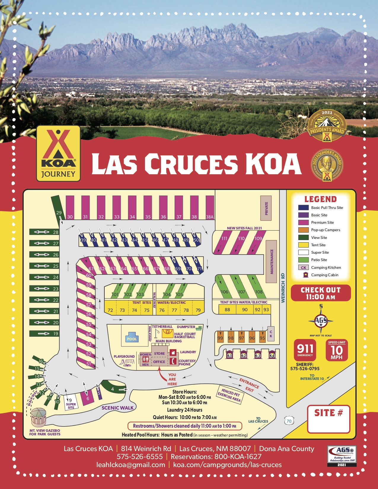 Las Cruces, New Mexico Campground Map Las Cruces KOA Journey