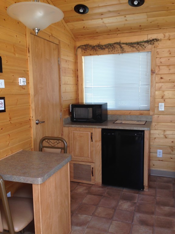 Cabins with bathroom, no linens.
