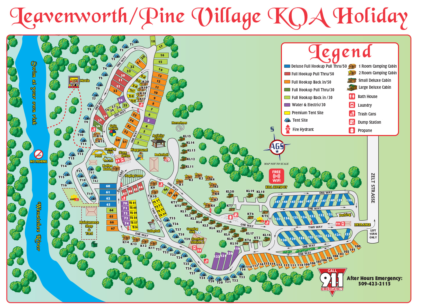 Campground Map Leavenworth/Pine Village KOA Holiday