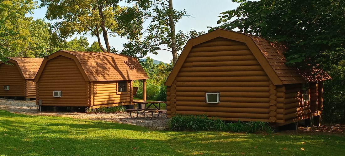 Mountain view cabins, includes dorm size refrigerator, sleeps 4.