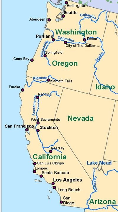 Map of The West Coast