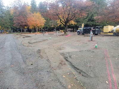 We have completely eliminated 4 sites, to make room for the remaining Campsites to be enlarged. There have been changes to the length, width and angles of all remaining pull-thrus. These new sites will allow our campers to stretch their wings more than ever.