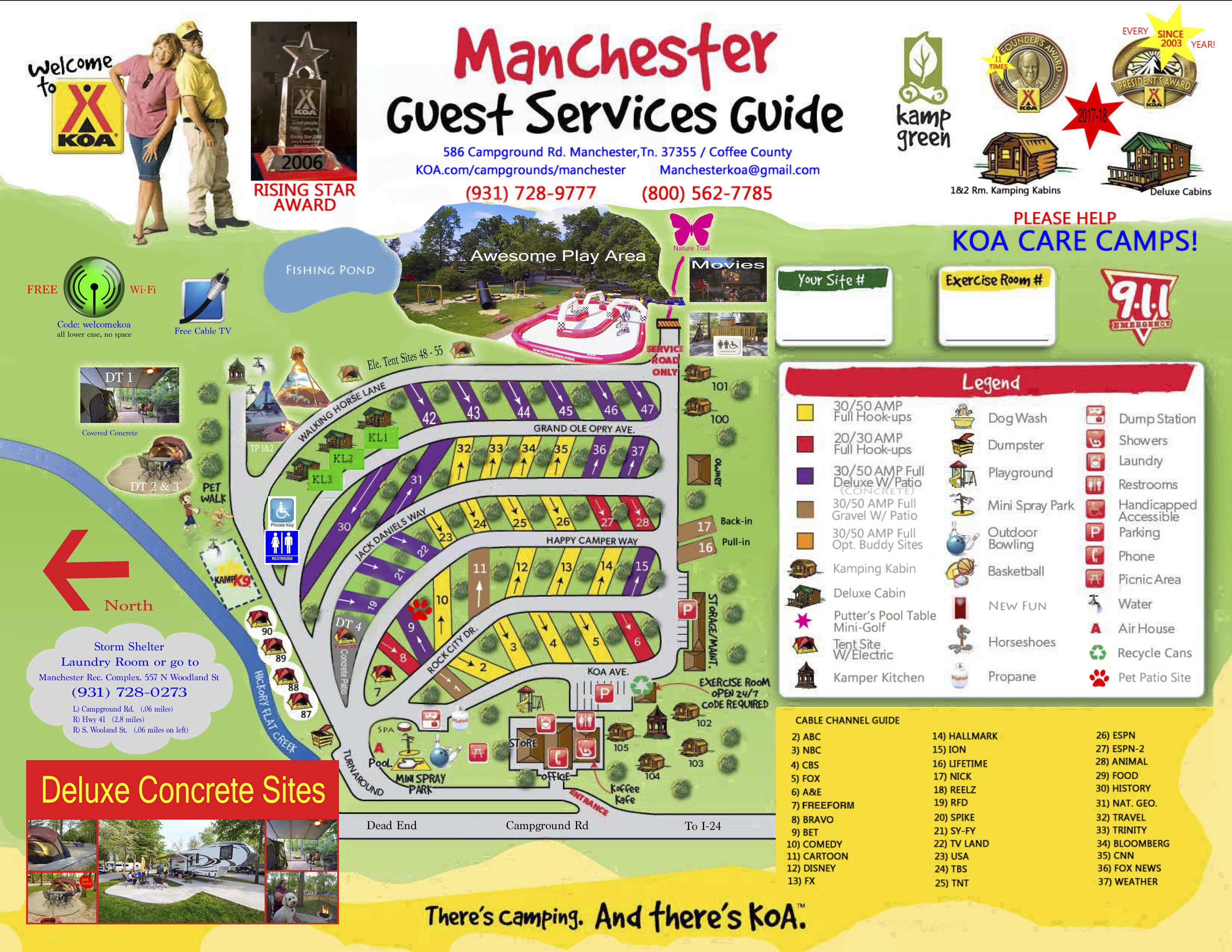 Manchester Tennessee Campground Map Manchester Koa