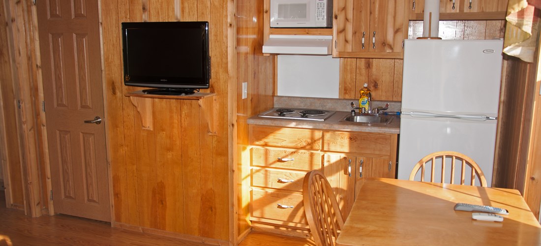 Kitchen in deluxe cabin