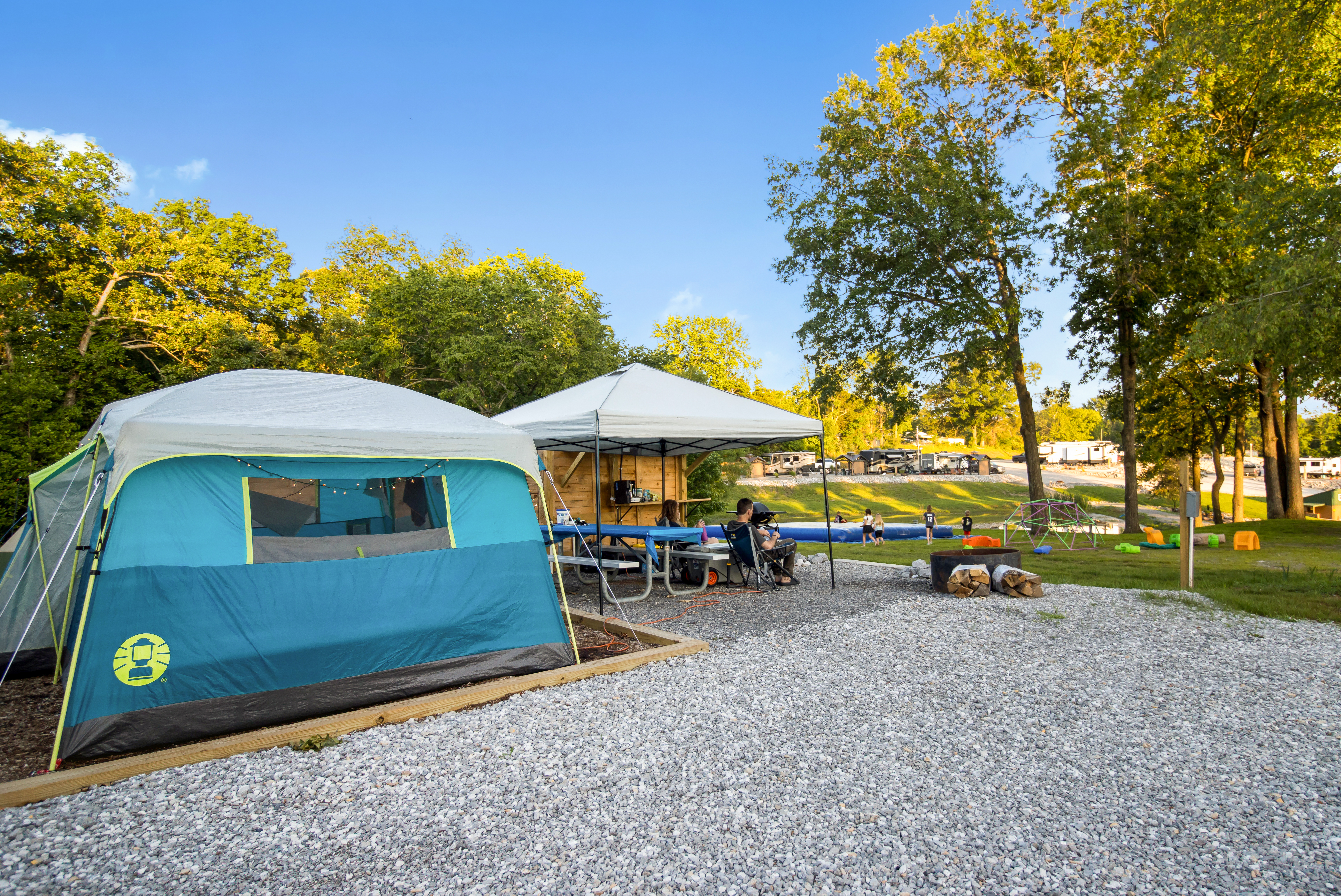 Premium Tent, Electric Only, Gravel Tent Pad Pictures Marion