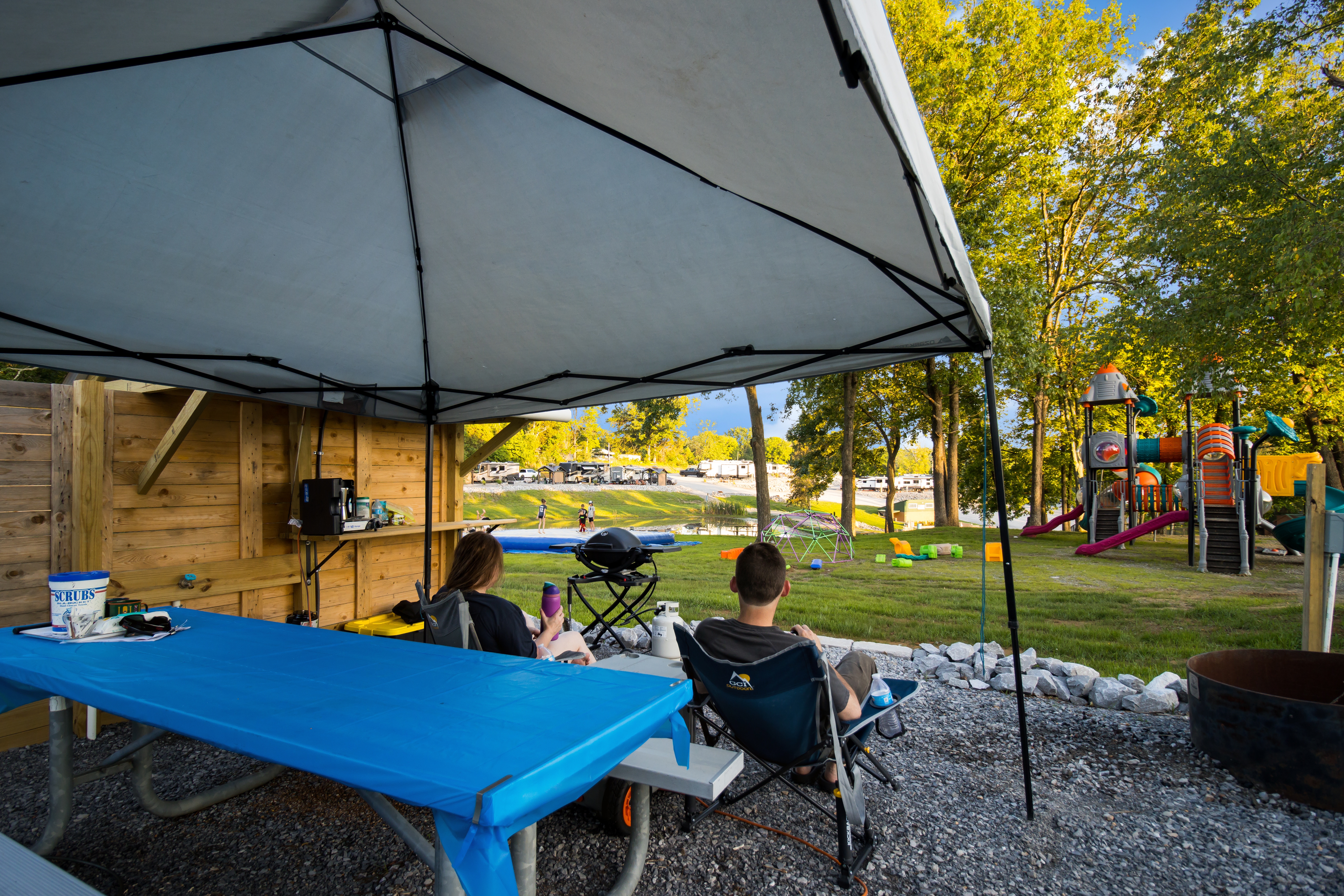 Premium Tent, Electric Only, Gravel Tent Pad Pictures Marion