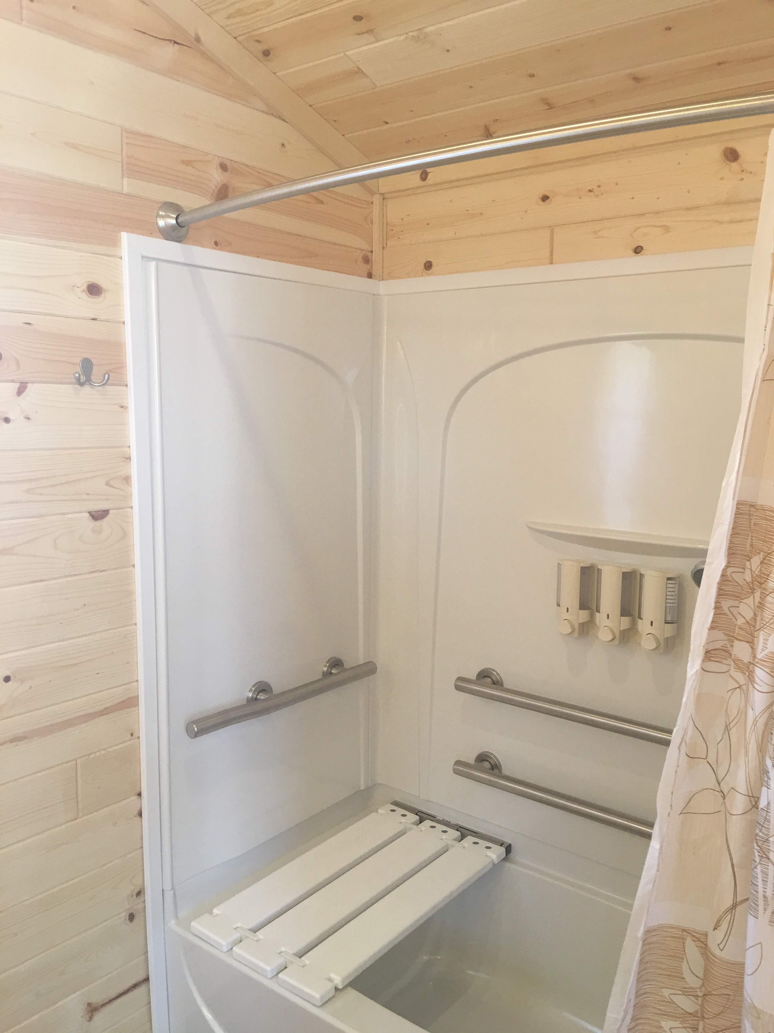 Shower Unit in Wheelchair Friendly Deluxe Cabin.