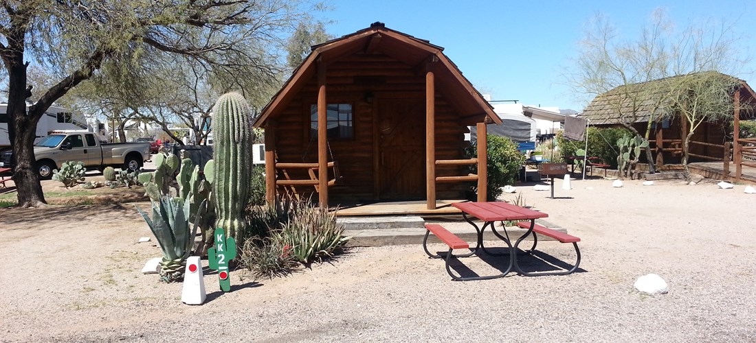 1 Room Camping Cabin (w/o Bathroom) Pets are welcome but we only have two cabins for your furry friend so book early. Don't forget the linens, pillows and blankets. Restrooms and showers are close by. Book early and come see us!