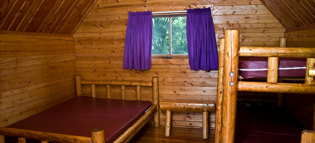 Cabin Sleeps 4 / 
1 Room Camping Cabin Inside
