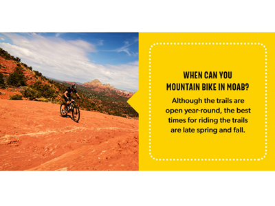 Mountain biker on a Moab, UT trail in the spring