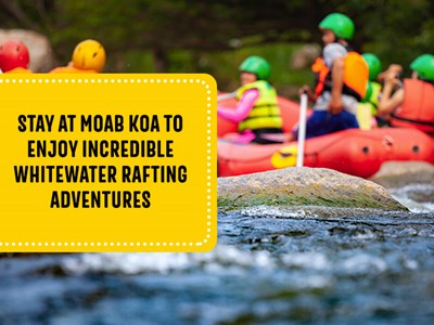 Stay at Moab KOA to enjoy incredible whitewater rafting adventures.