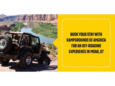 Camping with off-roading vehicles at Moab KOA Holiday