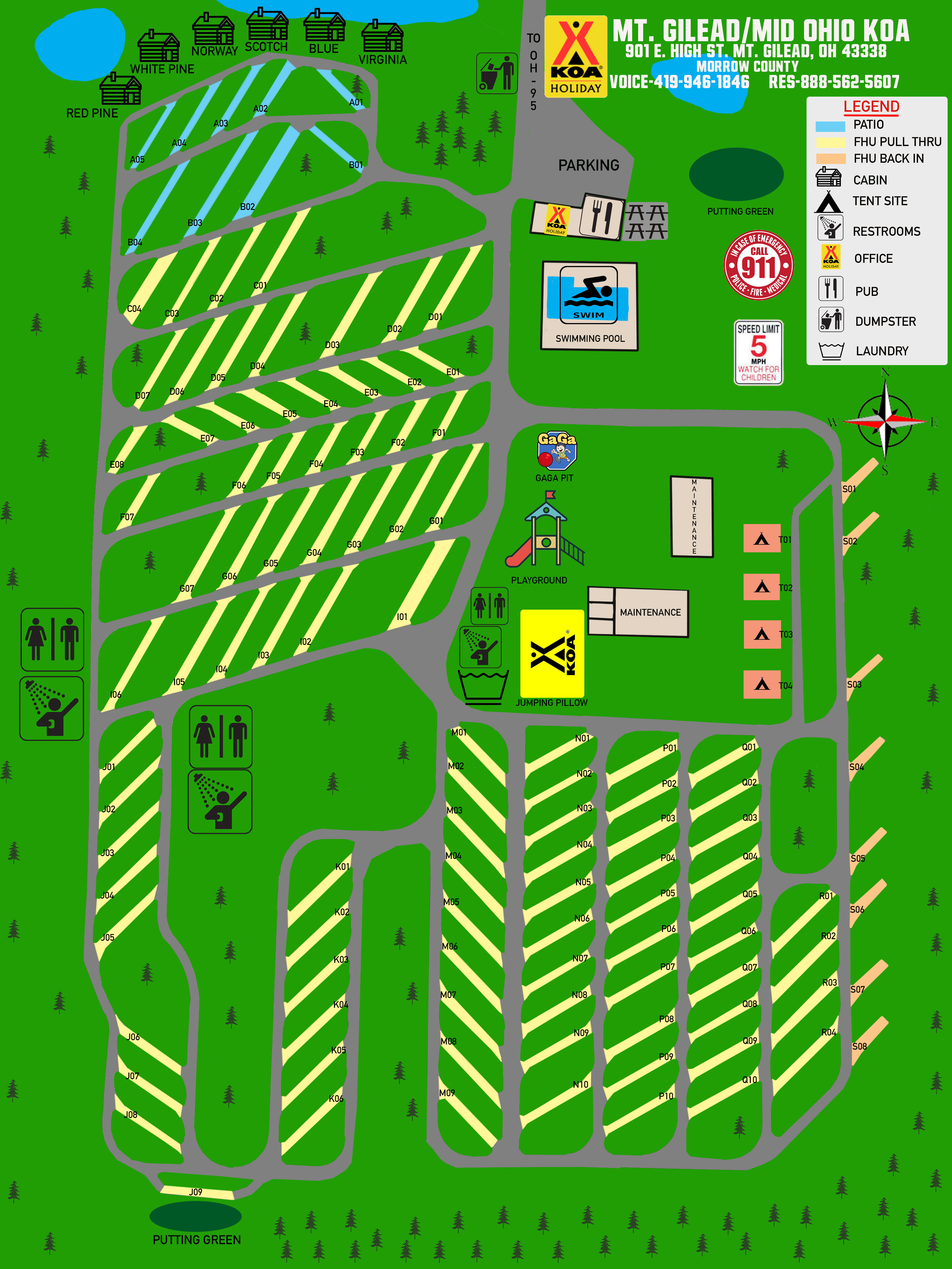 Mt. Gilead, Ohio Campground Map  Mt. Gilead / Mid-Ohio KOA