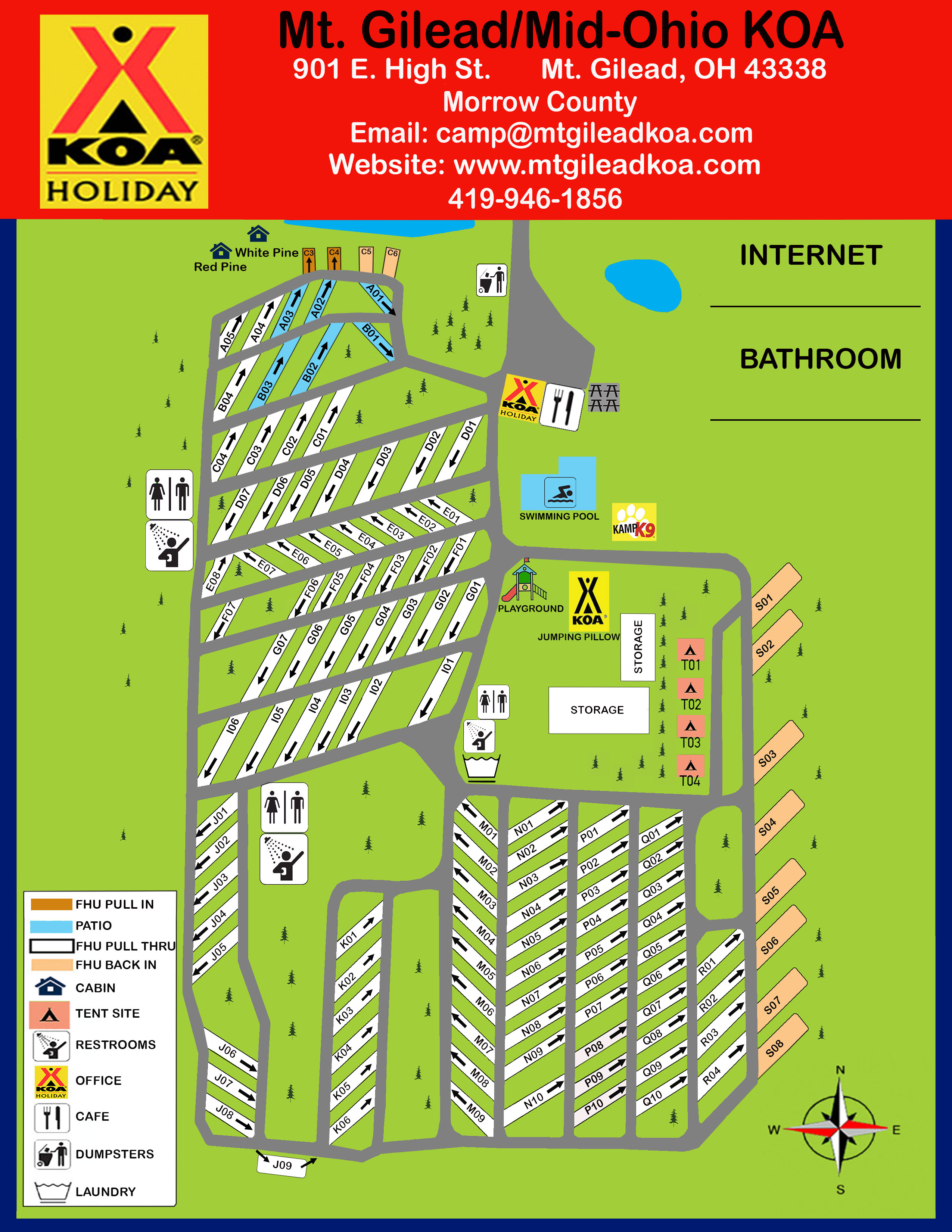 Mt. Gilead, Ohio Campground Map  Mt. Gilead / Mid-Ohio KOA Holiday