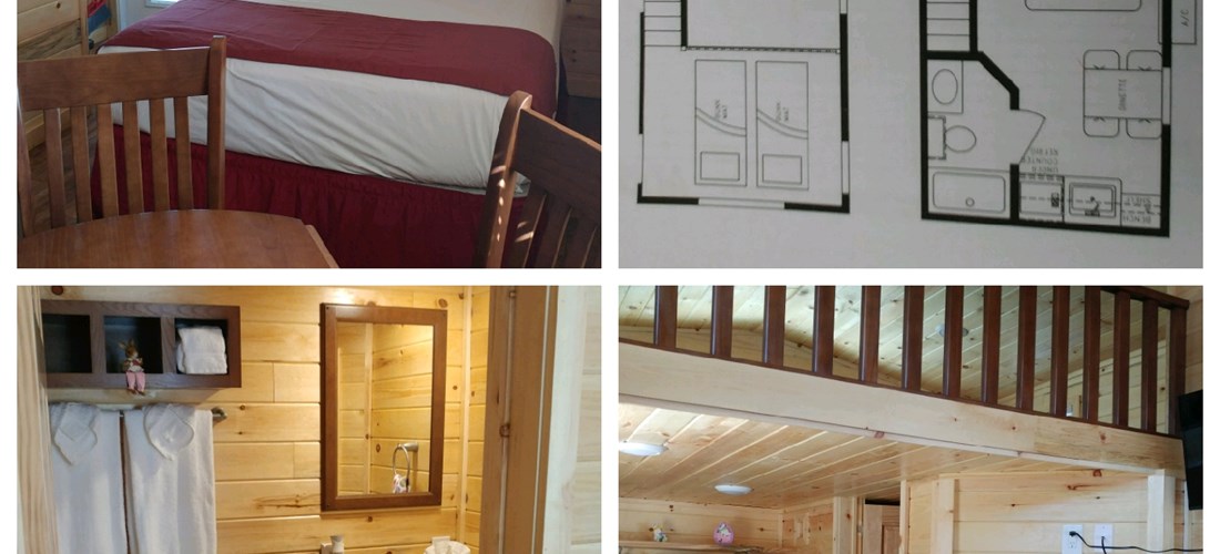 Deluxe Cabins K17 & K18 back up to the canal and feature a queen bed, sleep loft for the kids, full bath and kitchenette.