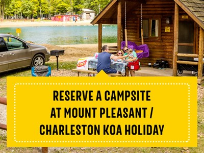 Reserve a campsite at mount pleasant KOA Holiday