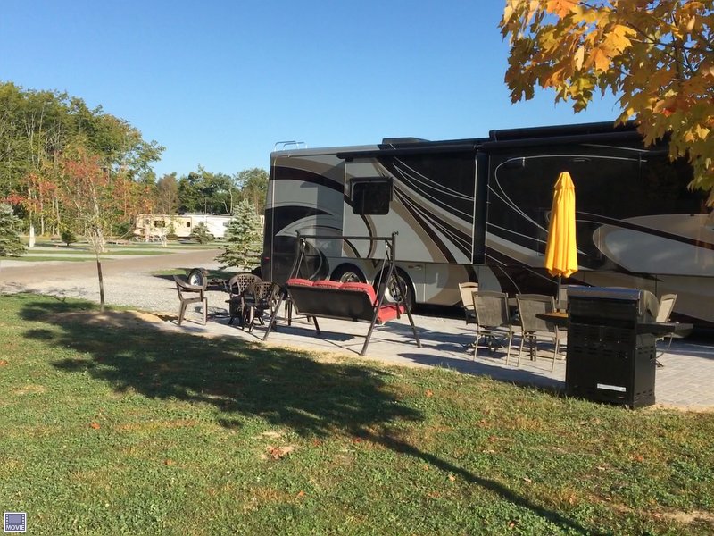 Pull Thru Patio Site with furniture - glamping experience!