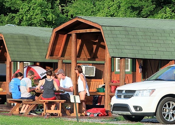 Enjoy a picnic outside our camping cabins