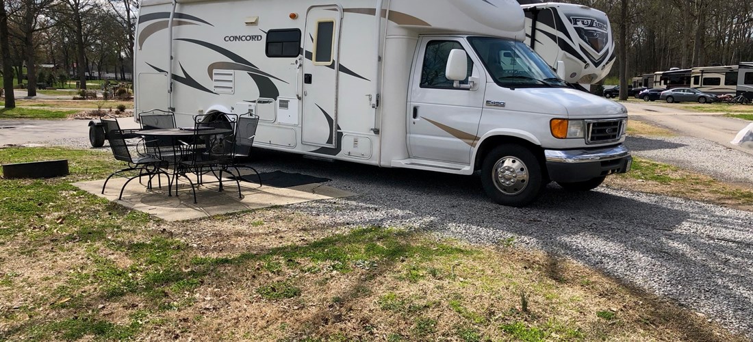 These gravel pull-through sites are a good choice for smaller towed RV's.