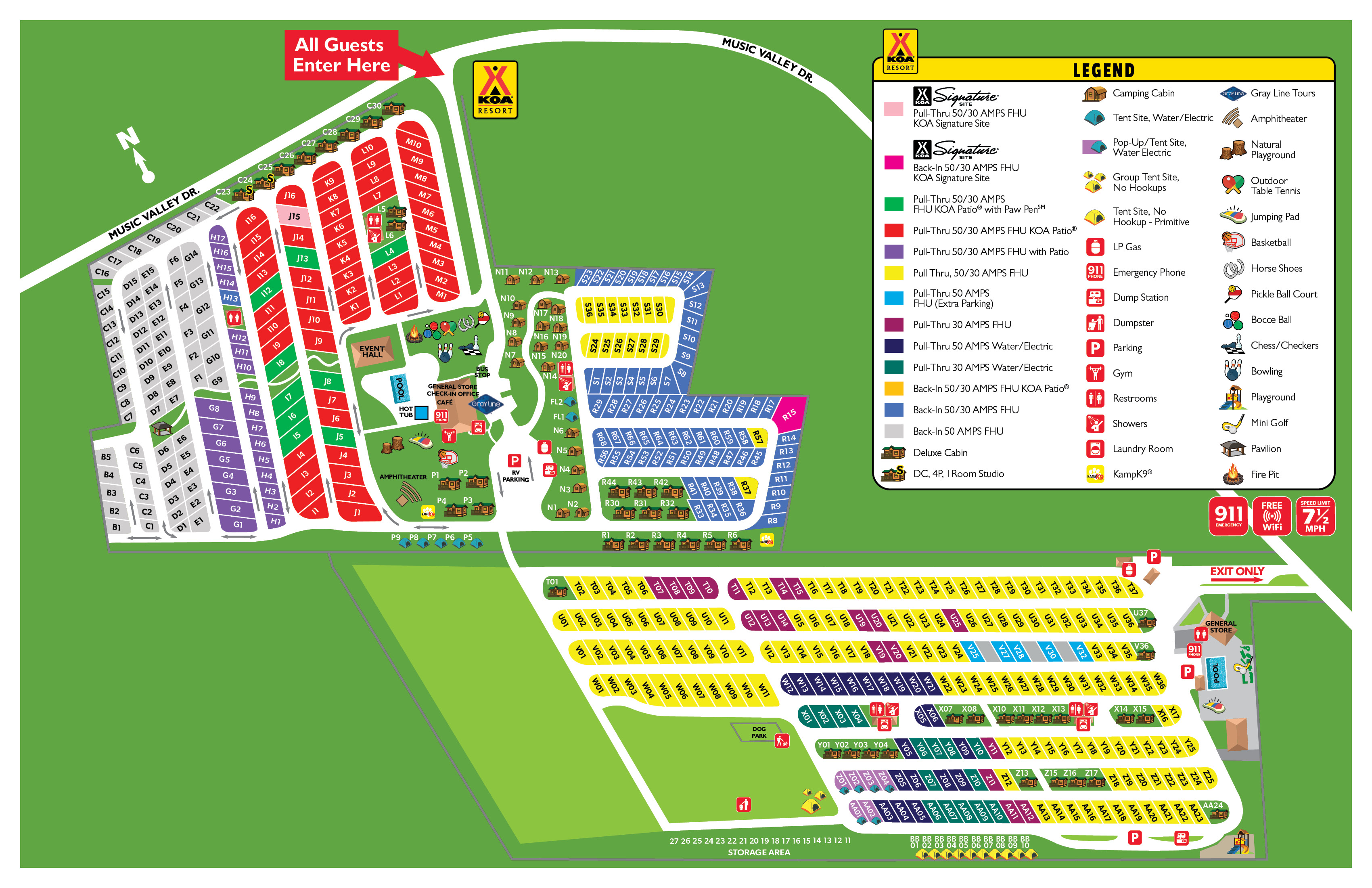 Nashville KOA Resort Campground Map Nashville, Tennessee