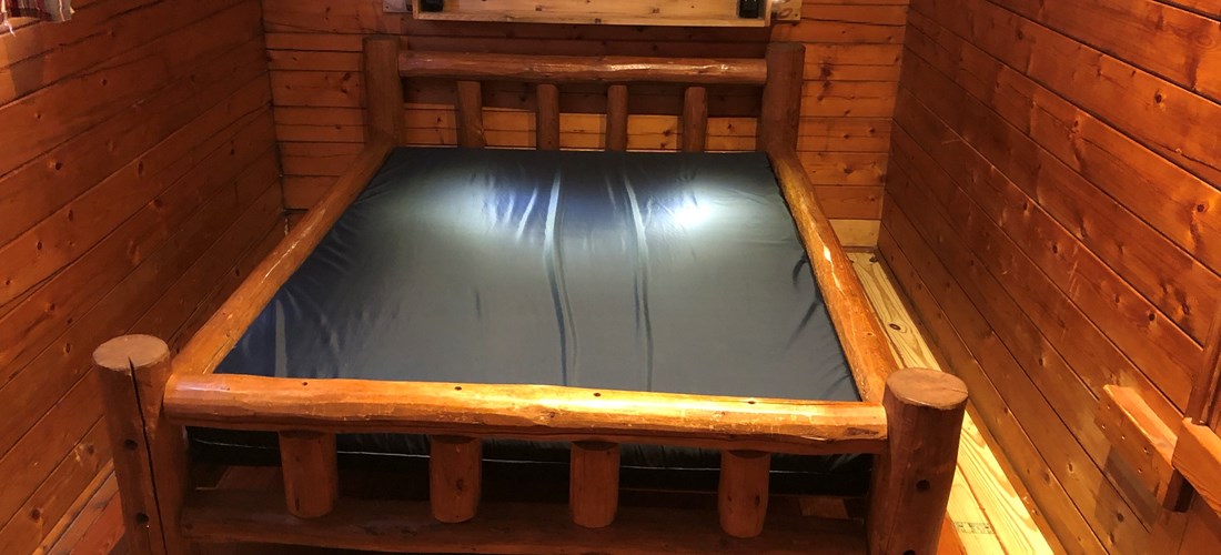 The 2 room cabins have a separate master bedroom.