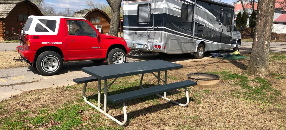 Our basic paved pull-through sites are good for small tow vehicles.