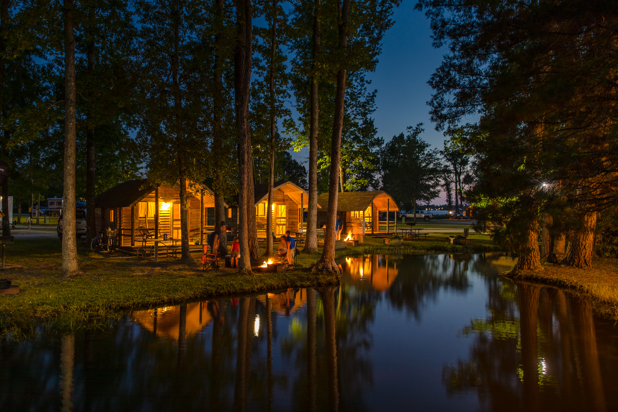 Camping Cabins  by the pond.