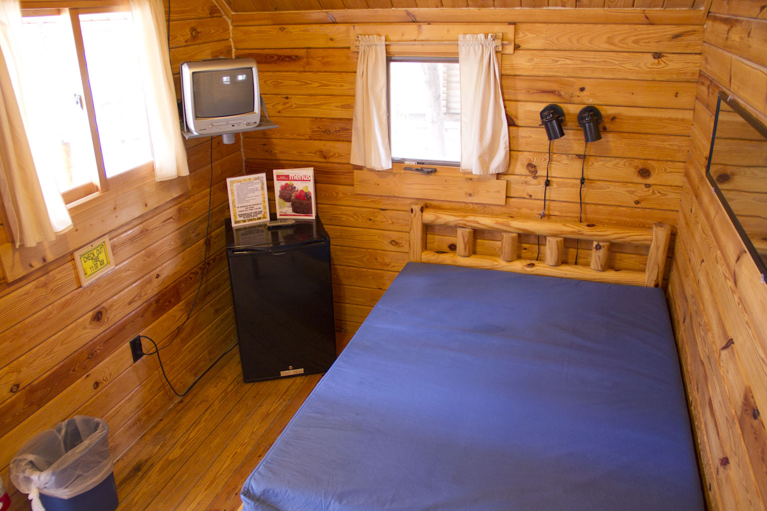 Double  bed in Camping cabin.