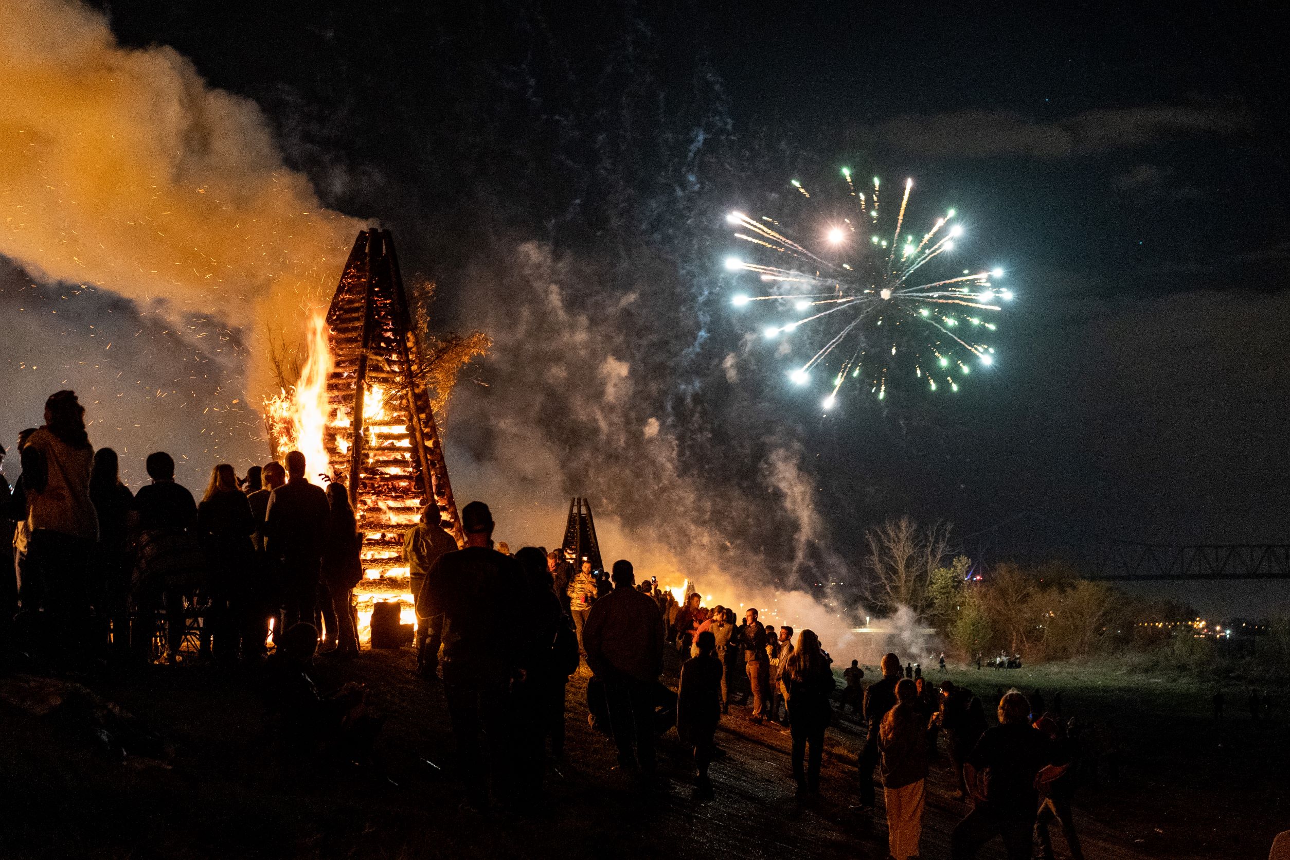Christmas Eve Bonfires on the Levee Photo