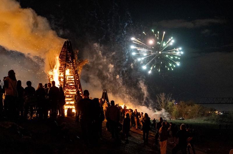 Christmas Eve Bonfires on the Levee Photo