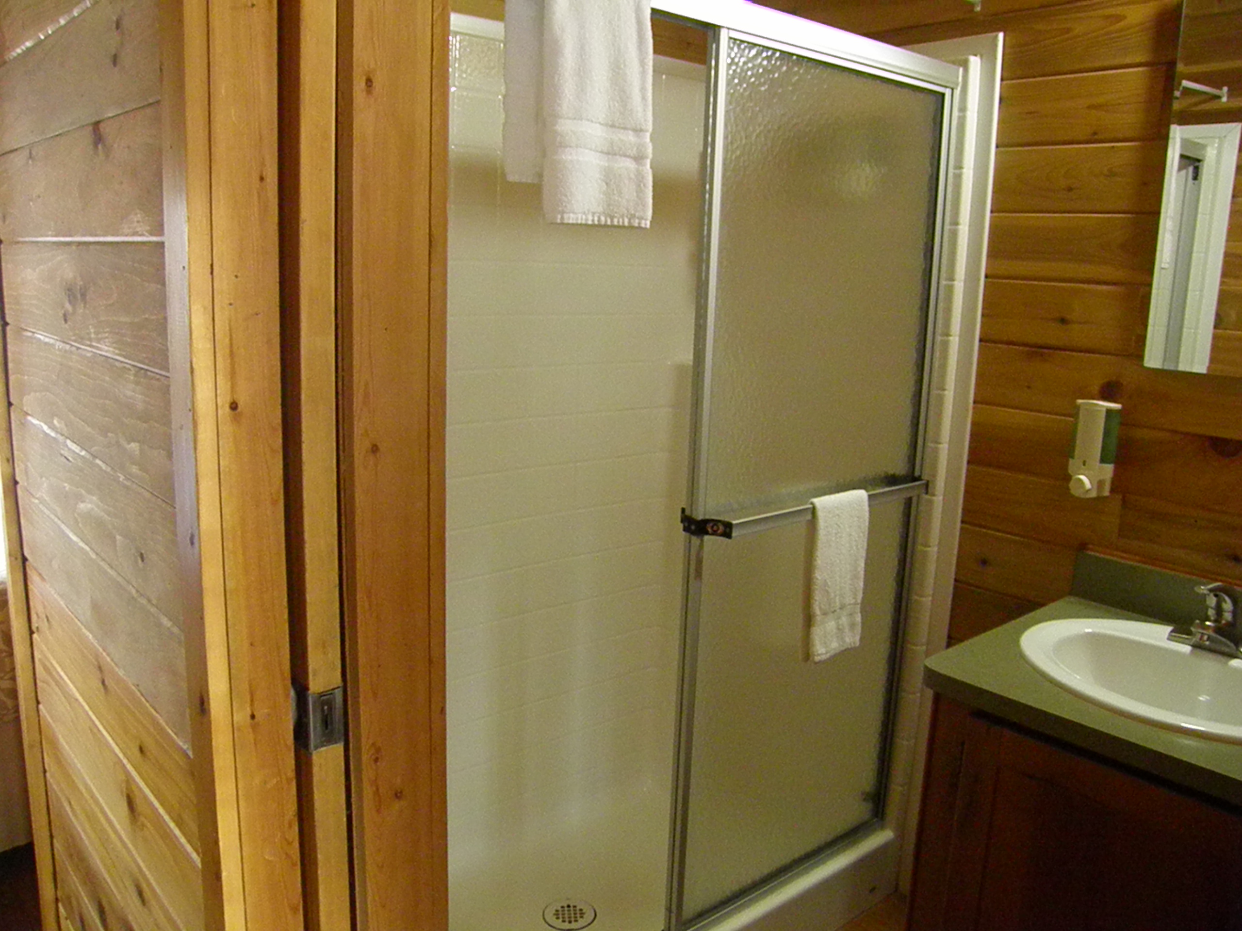No ruffing it here with a full bathroom.