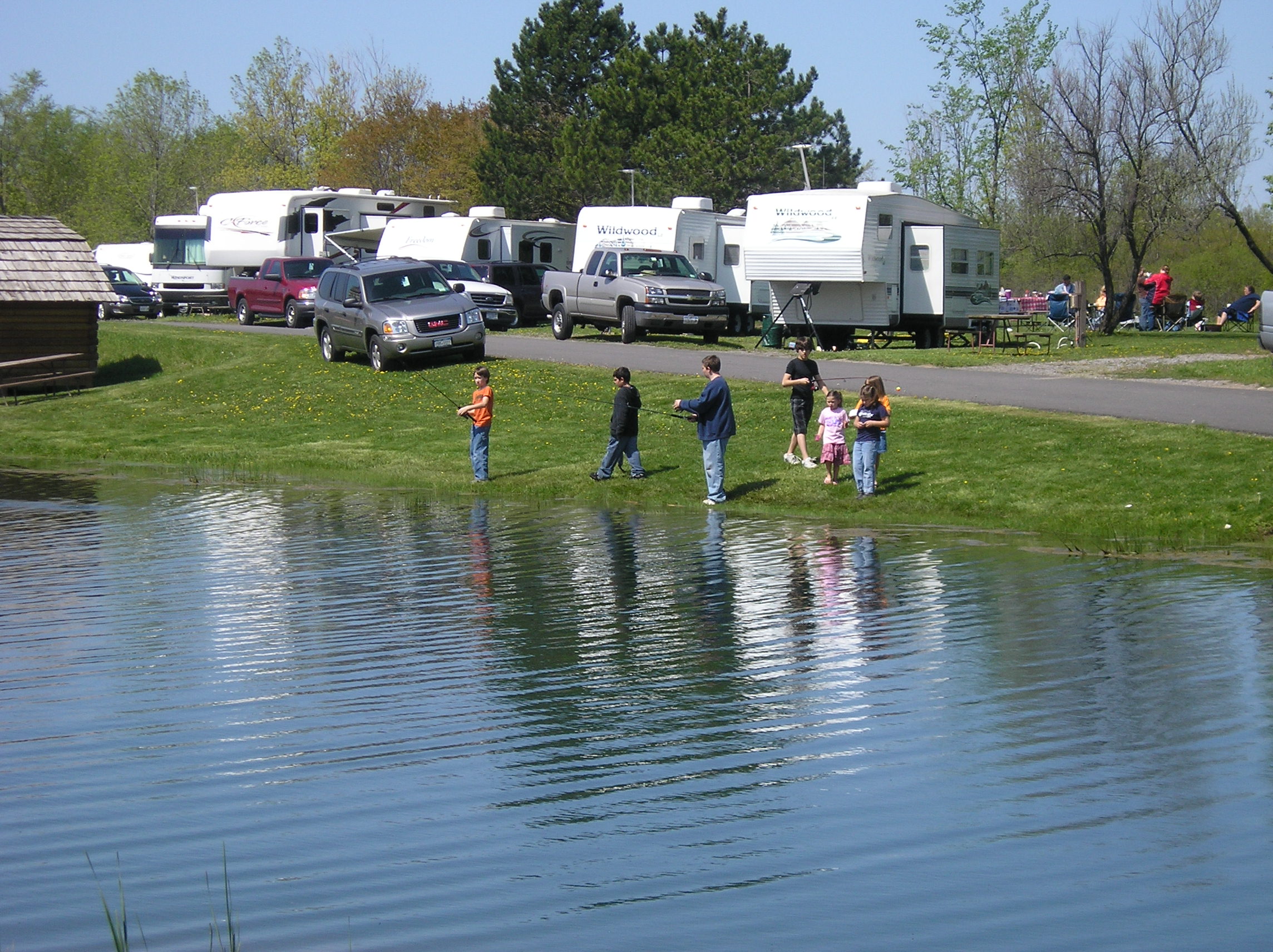 Back in sites with yard near back pond