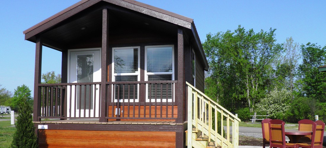 Relax on the patio whil you enjoy our studio Deluxe Cabin.