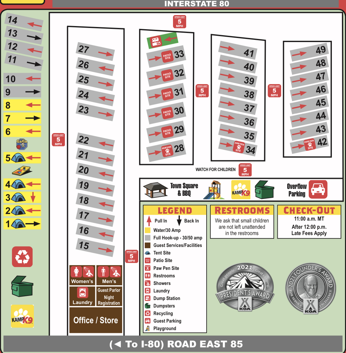 Ogallala, Nebraska Campground Map Ogallala KOA Journey